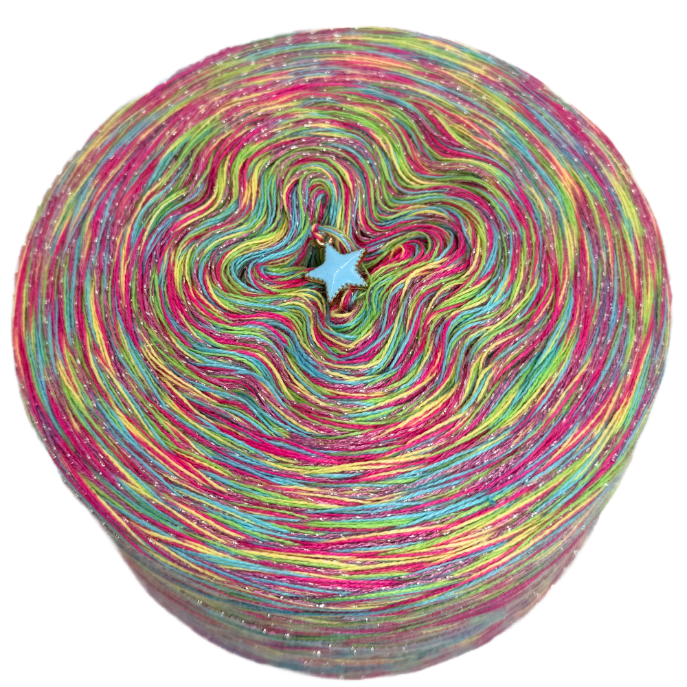 Melierter Bobbel mit Glitzer (Jalousie, Neonpink, Türkis, Apfel)