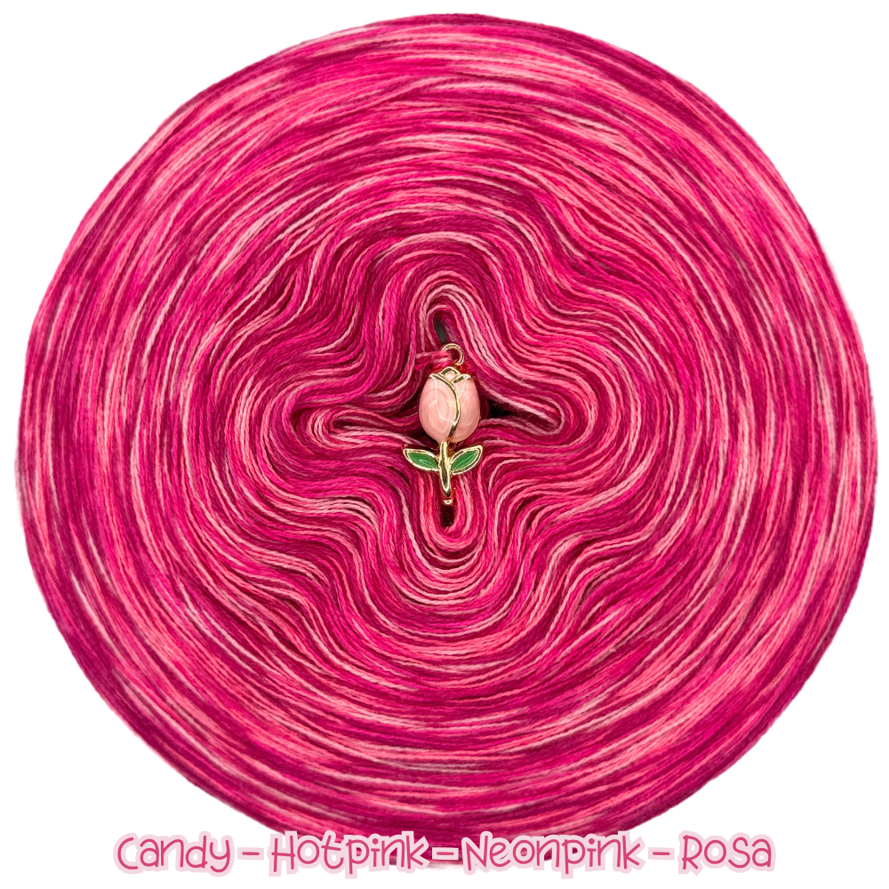 Melierter Bobbel 4fädig (Candy, Neonpink, Hot Pink, Rosa)