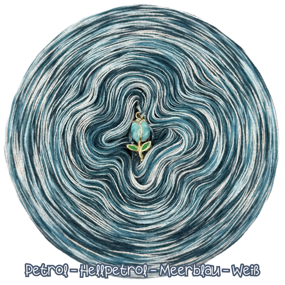 𝐒𝐨𝐟𝐨𝐫𝐭𝐤𝐚𝐮𝐟 Bobbel Meliert 1000m Lauflänge 4fädig (Petrol, Hellpetrol, Meerblau, Weiß)