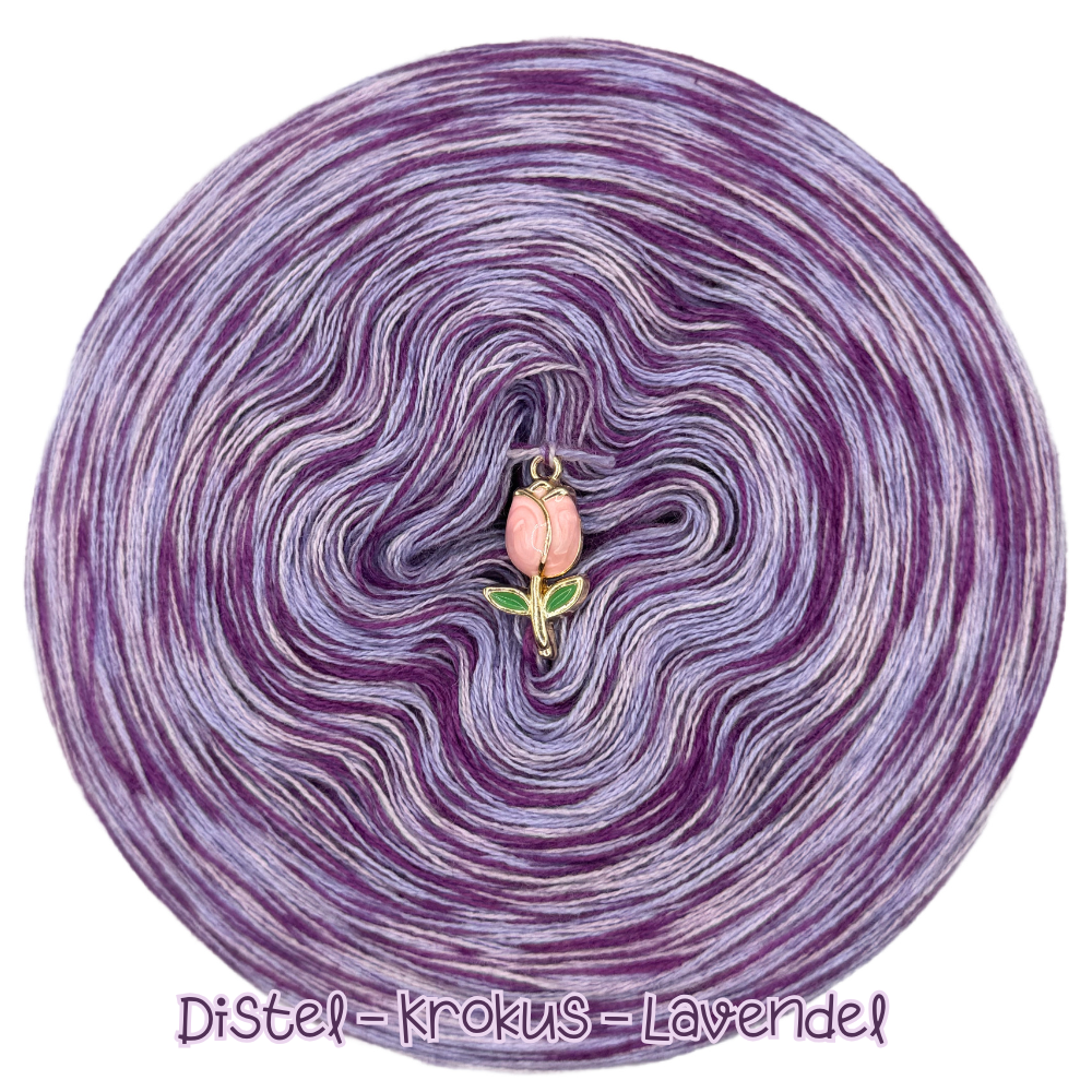 𝐒𝐨𝐟𝐨𝐫𝐭𝐤𝐚𝐮𝐟 Bobbel Meliert 1200m Lauflänge 3fädig (Distel, Krokus, Lavendel)