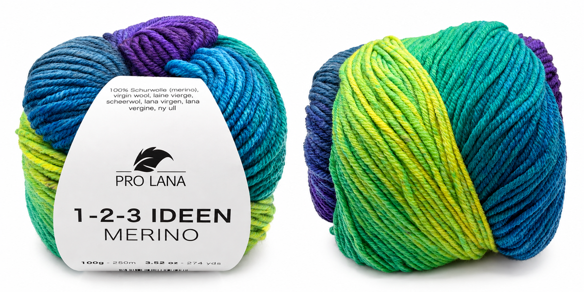Pro Lana 1-2-3 Merino Farbe 7. lila/blau/grün