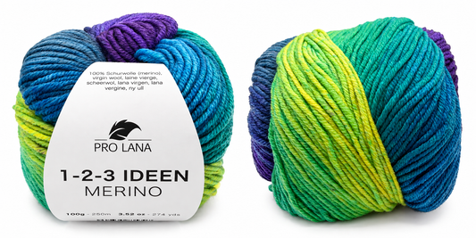 Pro Lana 1-2-3 Merino Farbe 7. lila/blau/grün
