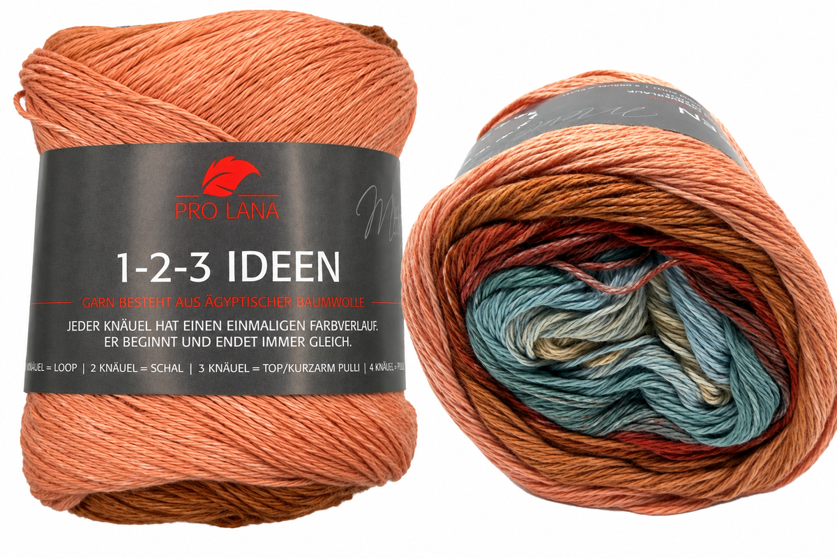 1-2-3 Ideen Farbverlaufsgarn - Farbe 16. appricot mint