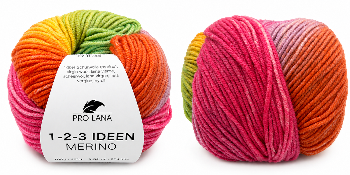 Pro Lana 1-2-3 Merino Farbe 1. gelb/grün/orange