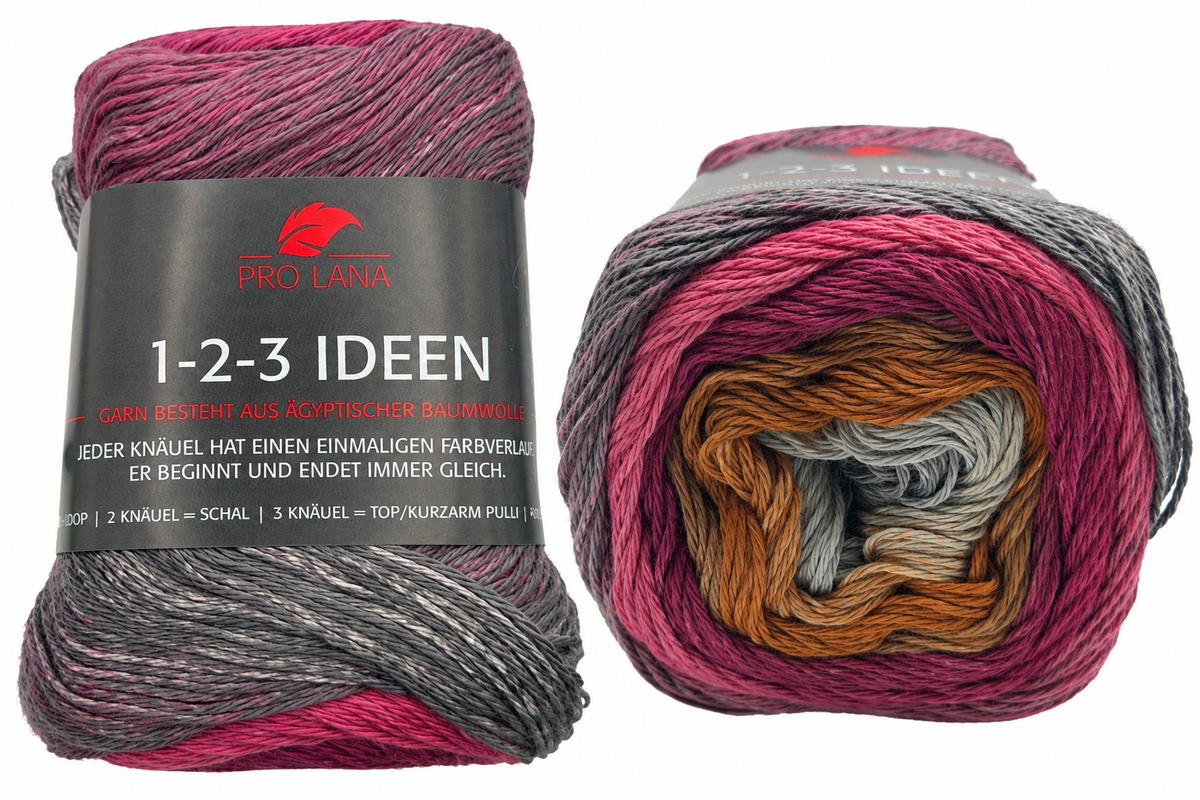 1-2-3 Ideen Farbverlaufsgarn - Farbe 9. rosewood