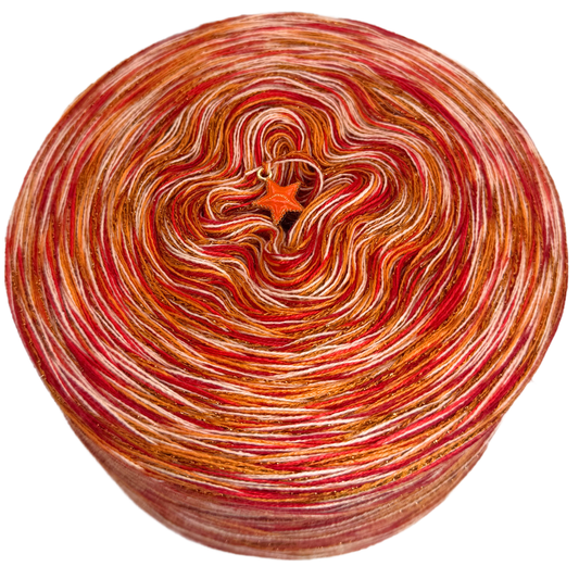 Melierter Bobbel mit Glitzer (Rot, Kirsche, Peach, Cognac)