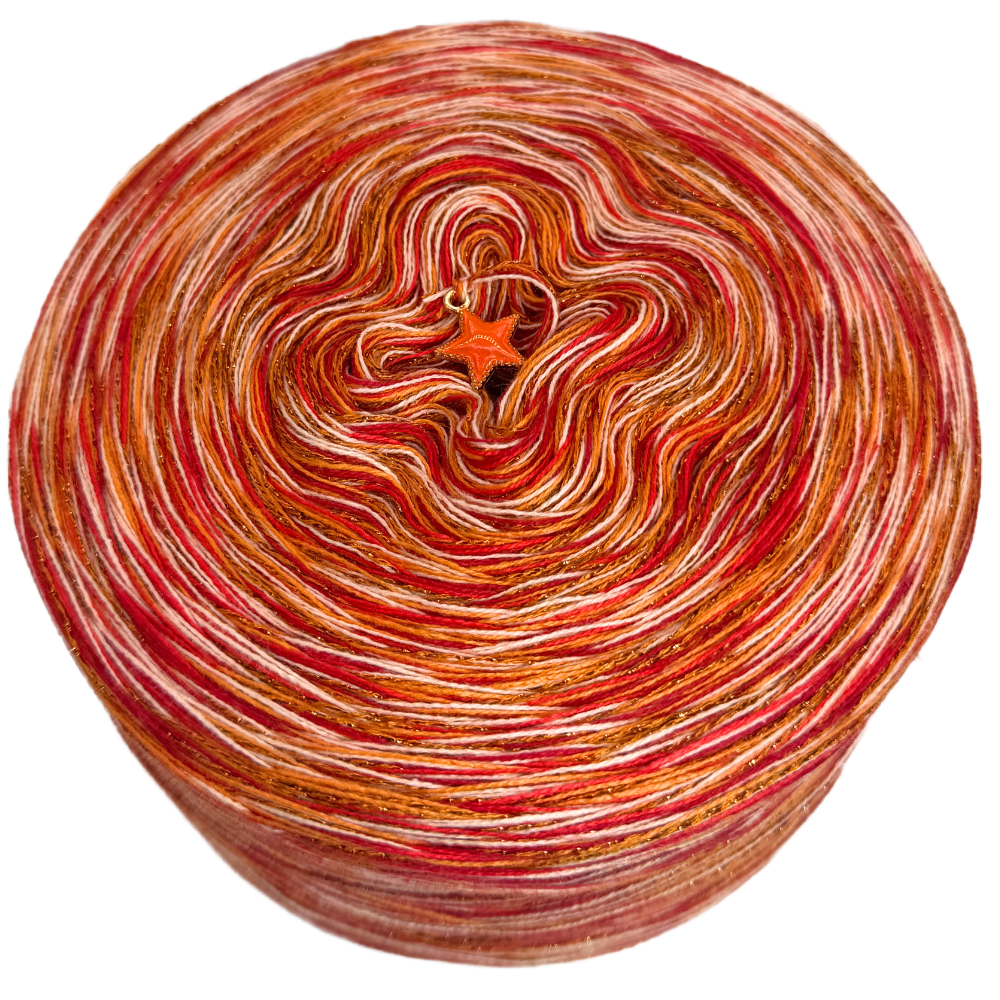 Melierter Bobbel mit Glitzer (Rot, Kirsche, Peach, Cognac)