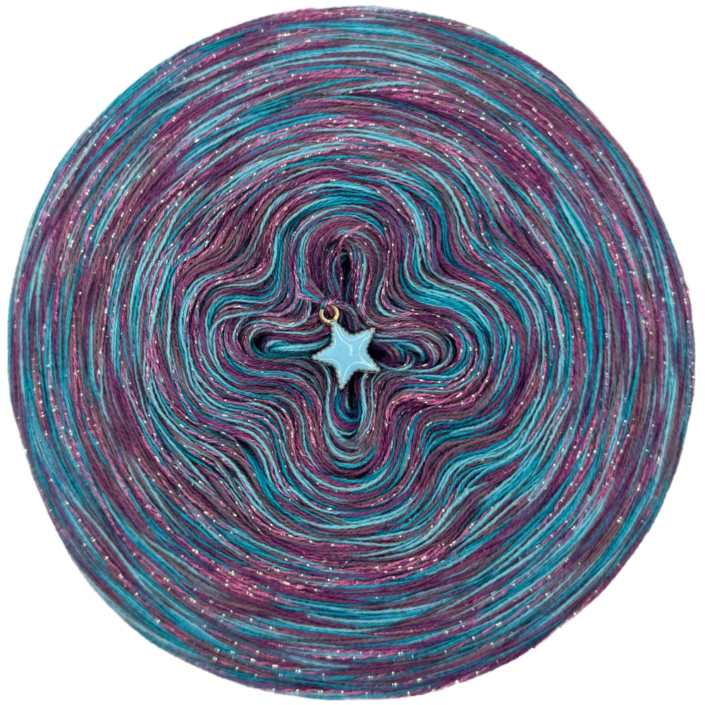 Melierter Bobbel mit Glitzer (Türkis Dunkel, Türkis, Violett, Oleander)