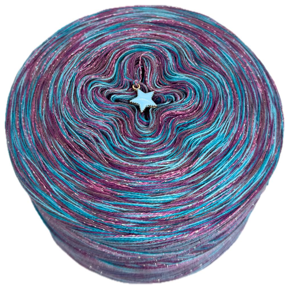 Melierter Bobbel mit Glitzer (Türkis Dunkel, Türkis, Violett, Oleander)
