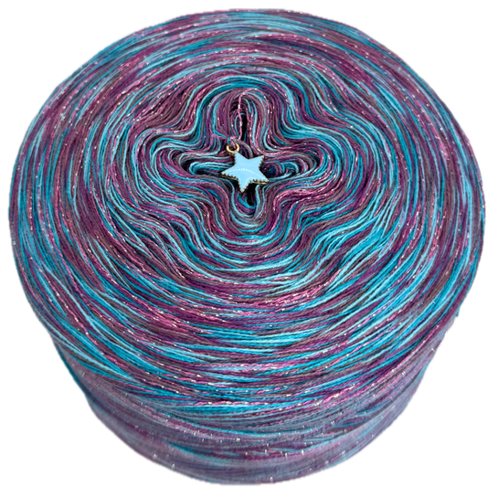 Melierter Bobbel mit Glitzer (Türkis Dunkel, Türkis, Violett, Oleander)