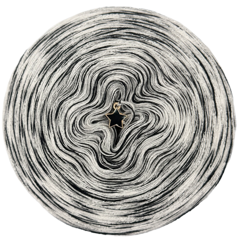 Melierter Bobbel mit Glitzer (2x Weiß, Hellgrau, Schwarz)