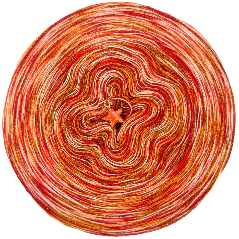 Melierter Bobbel mit Glitzer (Rot, Kirsche, Peach, Cognac)