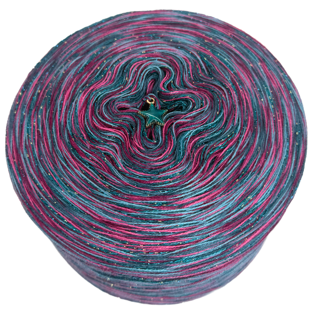 Melierter Bobbel mit Glitzer (Brombeere, Himbeere, Hellpetrol, Petrol)