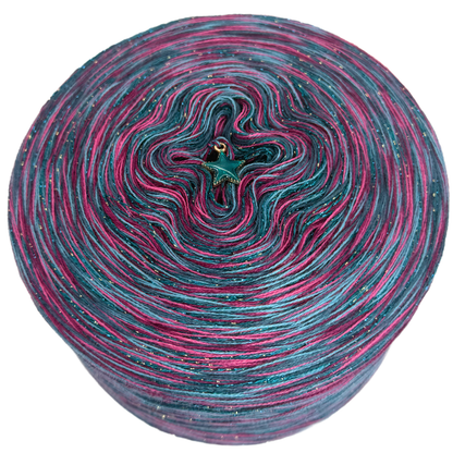 Melierter Bobbel mit Glitzer (Brombeere, Himbeere, Hellpetrol, Petrol)