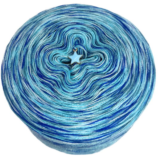 Melierter Bobbel mit Glitzer (Meerblau, Türkis, Hellpetrol, Enzian)