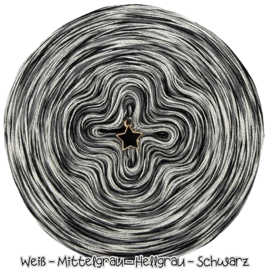 Melierter Bobbel 4fädig (Weiß, Mittelgrau, Hellgrau, Schwarz)