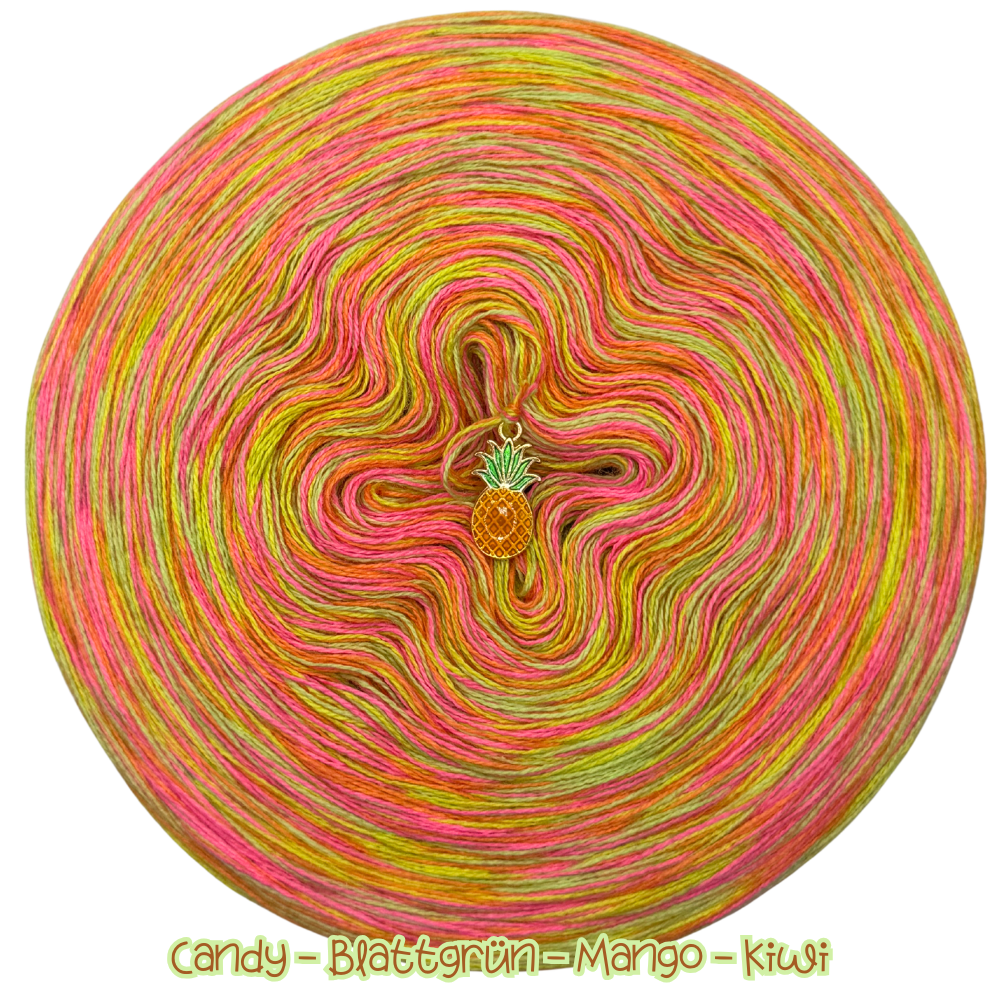Melierter Bobbel 4fädig (Candy, Blattgrün, Mango, Kiwi)