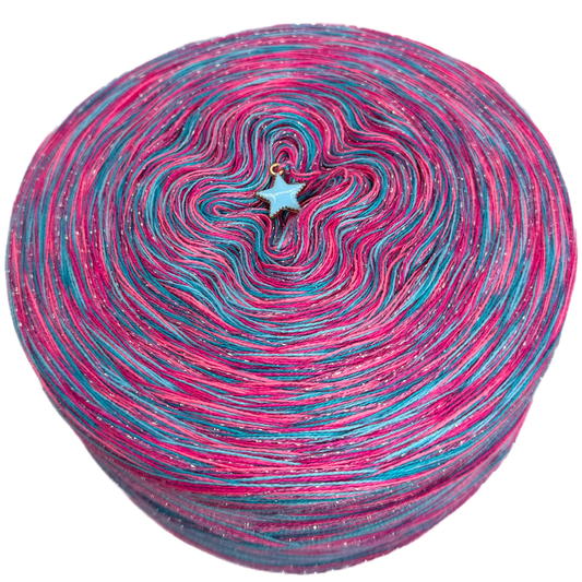 Melierter Bobbel mit Glitzer (Türkis Dunkel, Türkis, Candy, Neonpink)