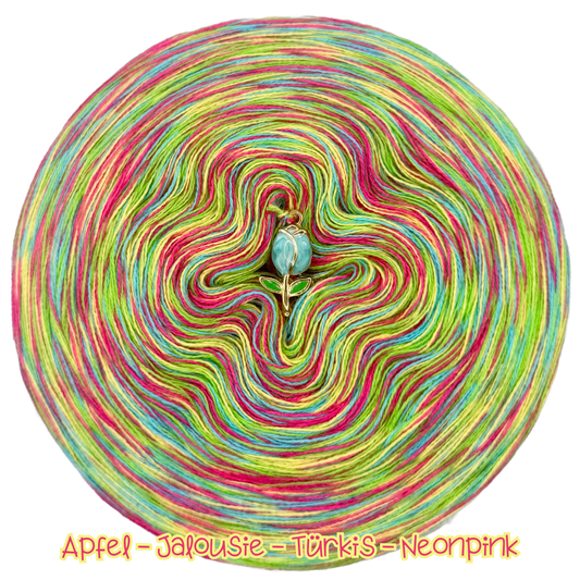 Melierter Bobbel 4fädig (Apfel, Jalousie, Türkis, Neonpink)