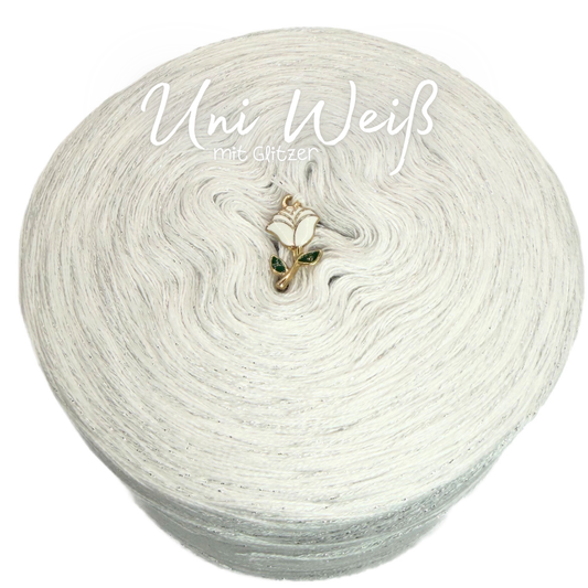 𝐒𝐨𝐟𝐨𝐫𝐭𝐤𝐚𝐮𝐟 Uni Bobbel Weiß + 3fädig + Glitzerfaden 1200m Lauflänge